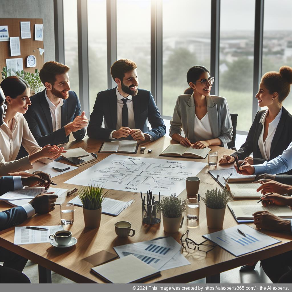 Grafik zur erfolgreichen Gründung einer GmbH mit symbolischen Elementen wie einem Vertrag, Geldscheinen und einem Team von Geschäftsleuten.