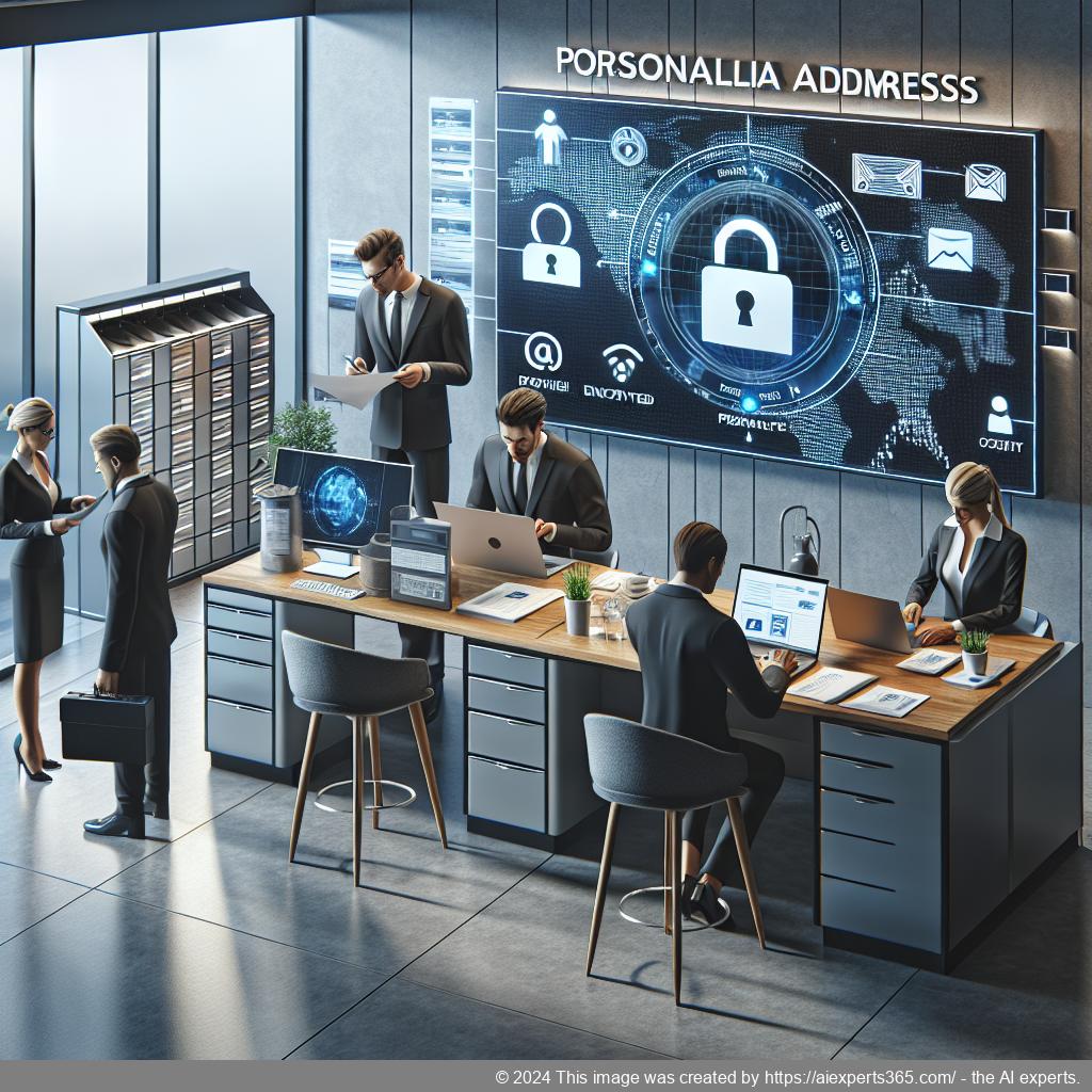 Grafik zum Thema 'Private Adresse schützen' mit Symbolen für Datenschutzmaßnahmen.