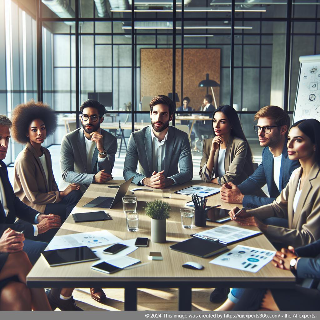 Ein Bild von einem erfolgreichen Geschäftsteam in einem modernen Büro während einer Besprechung über Mitarbeiterführung in einer Unternehmergesellschaft (UG).