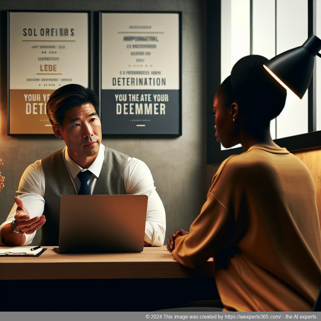 Ein erfolgreicher deutscher Coach berät Klienten bei einem persönlichen Gespräch über berufliche Entwicklung.