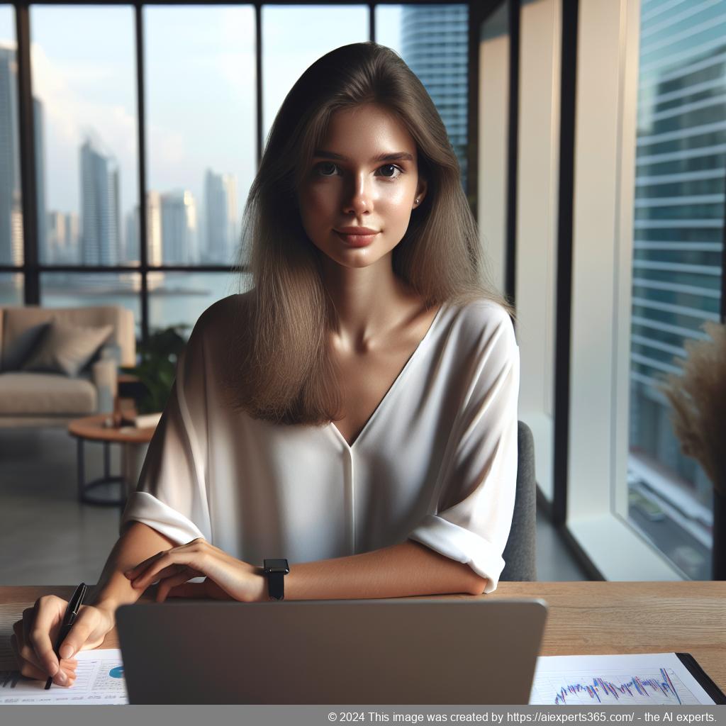 Junge Unternehmerin plant ihre Finanzen am Laptop - selbständig machen Tipps