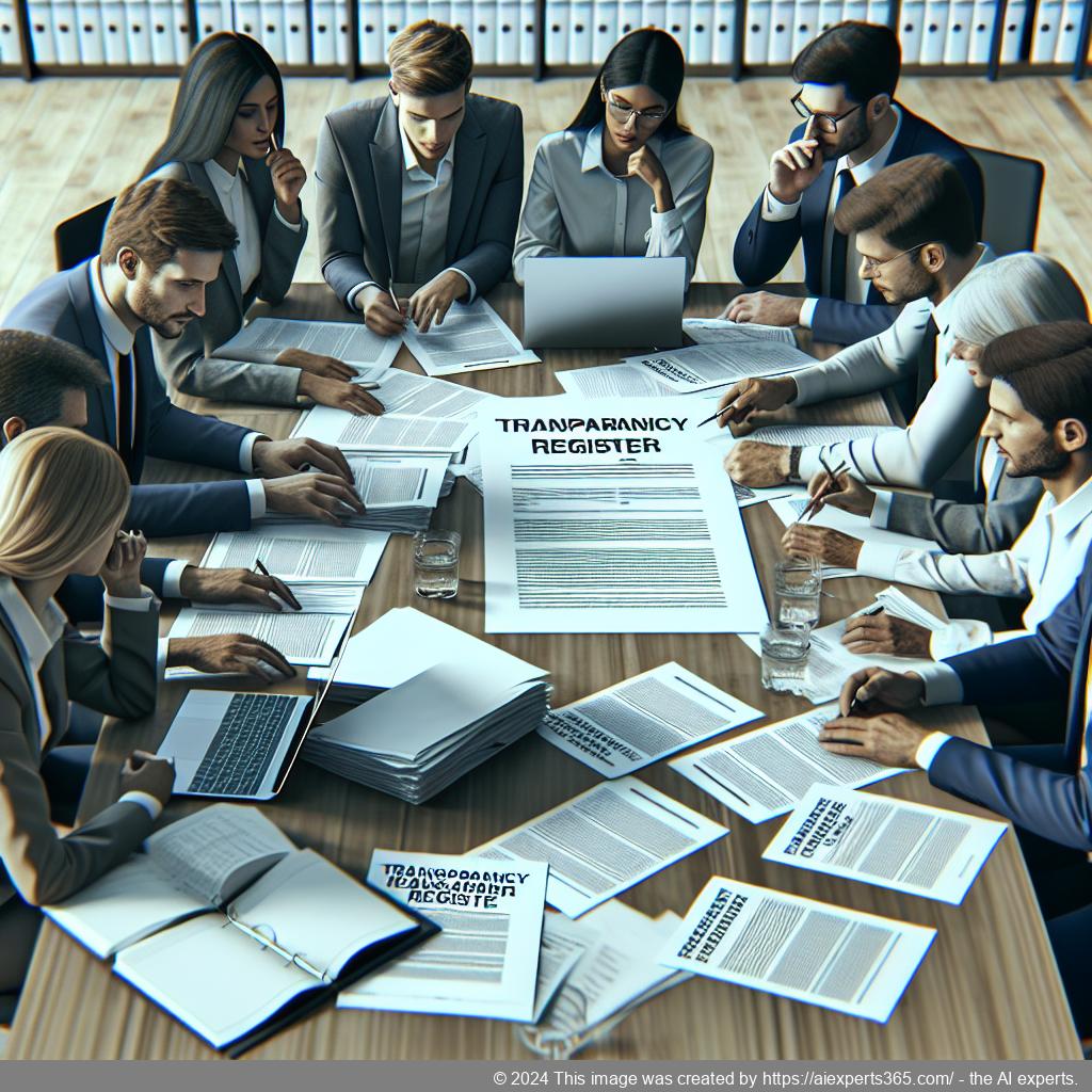 Illustration des Anmeldeprozesses im Transparenzregister mit Darstellung verschiedener Schritte