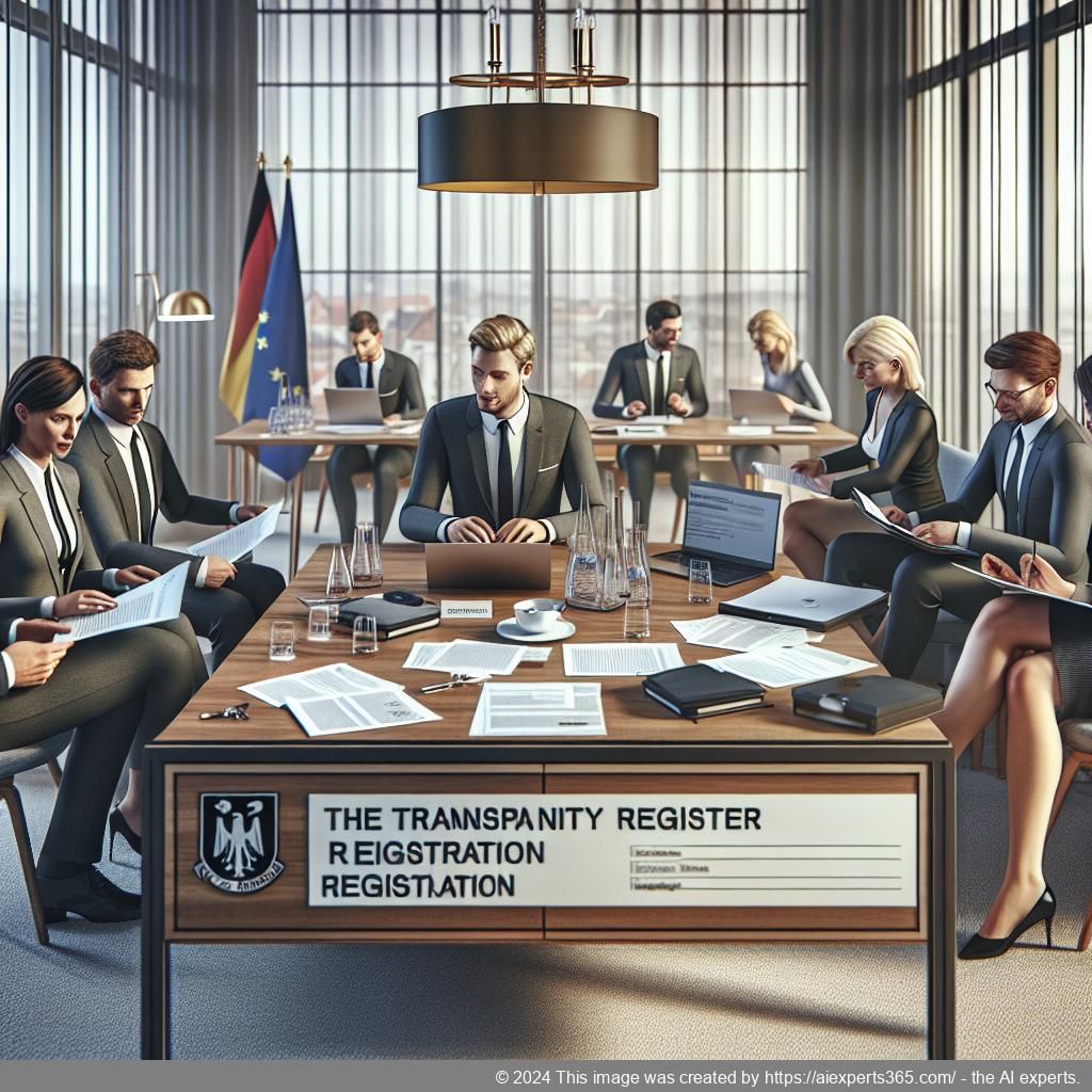 Grafik zur Darstellung der Bedeutung des Transparenzregisters für Unternehmen mit einem Fokus auf Anmeldungsprozess und Vorteile.