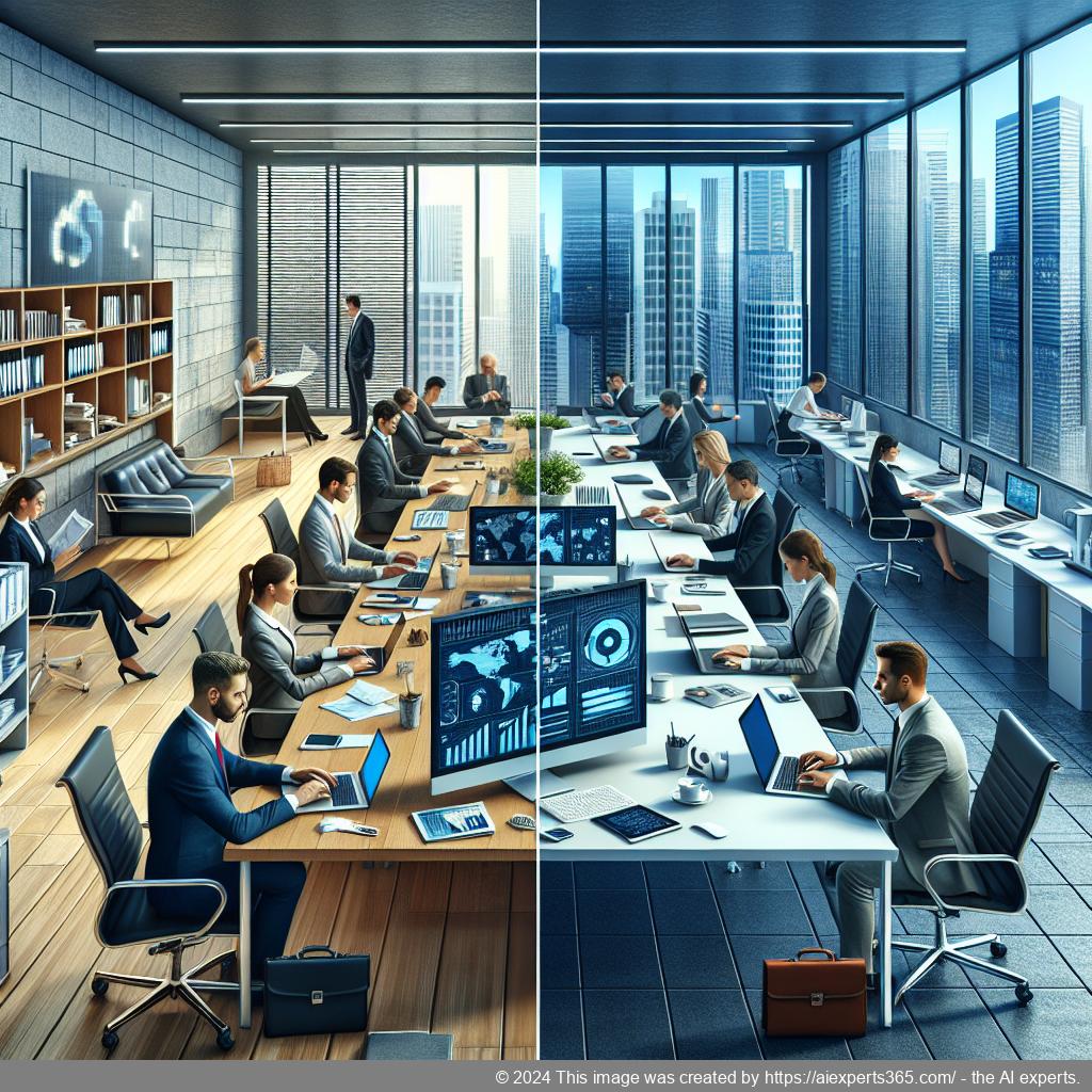 Vergleich zwischen virtuellem Büro und traditionellem Mietbüro - Darstellung der Vorteile eines virtuellen Büros.